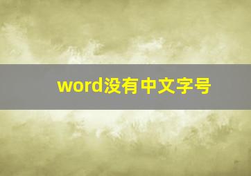 word没有中文字号