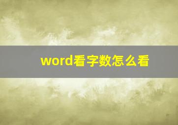 word看字数怎么看