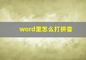 word里怎么打拼音