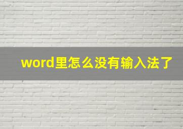 word里怎么没有输入法了