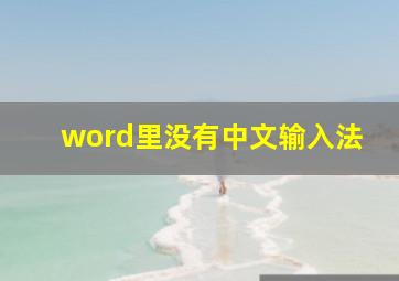 word里没有中文输入法