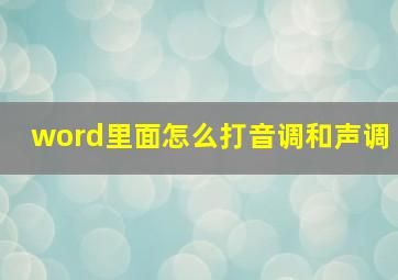 word里面怎么打音调和声调