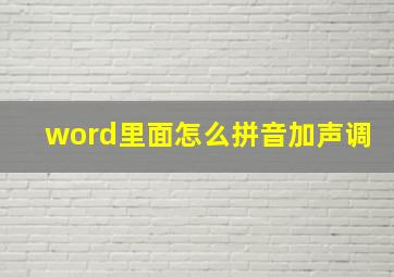 word里面怎么拼音加声调