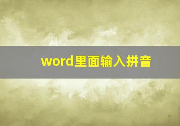 word里面输入拼音