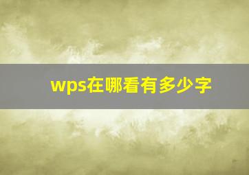 wps在哪看有多少字