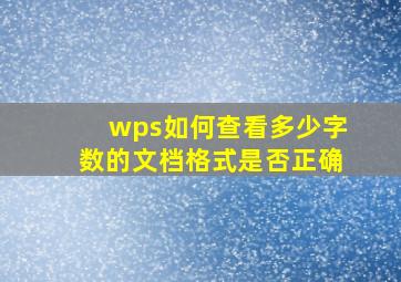 wps如何查看多少字数的文档格式是否正确