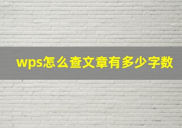 wps怎么查文章有多少字数