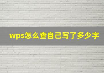 wps怎么查自己写了多少字