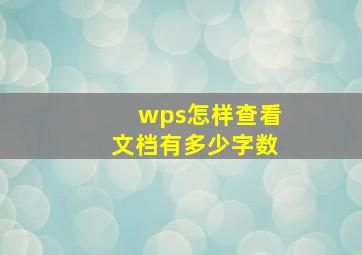 wps怎样查看文档有多少字数