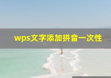 wps文字添加拼音一次性