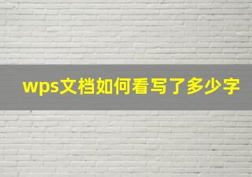 wps文档如何看写了多少字