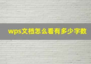 wps文档怎么看有多少字数