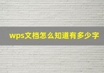 wps文档怎么知道有多少字