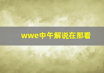 wwe中午解说在那看