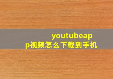 youtubeapp视频怎么下载到手机