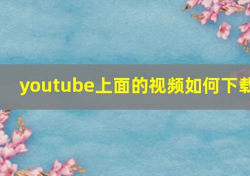 youtube上面的视频如何下载