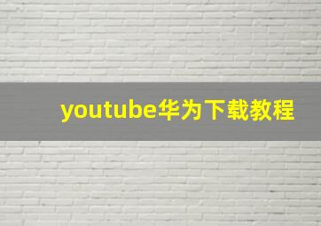 youtube华为下载教程