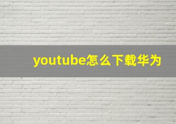 youtube怎么下载华为