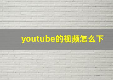 youtube的视频怎么下