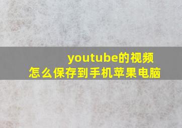 youtube的视频怎么保存到手机苹果电脑