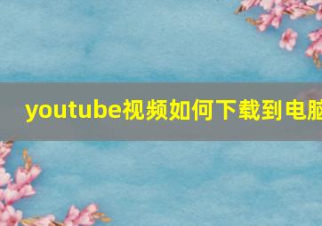 youtube视频如何下载到电脑