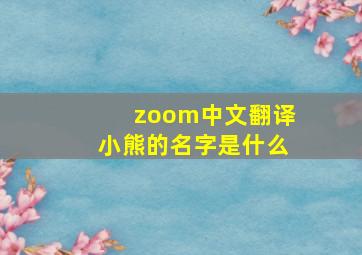 zoom中文翻译小熊的名字是什么