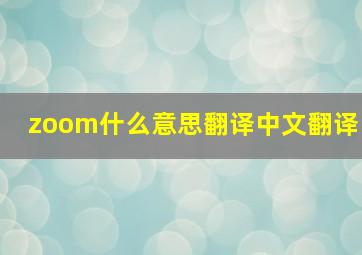 zoom什么意思翻译中文翻译