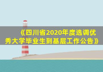 《四川省2020年度选调优秀大学毕业生到基层工作公告》