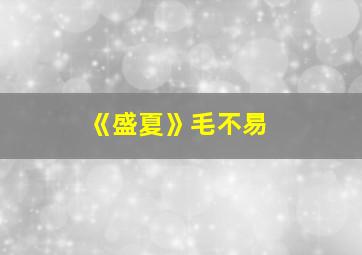 《盛夏》毛不易