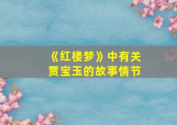 《红楼梦》中有关贾宝玉的故事情节