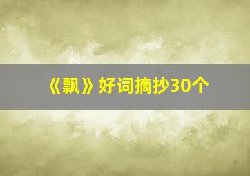 《飘》好词摘抄30个