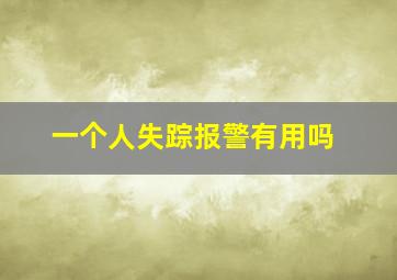 一个人失踪报警有用吗