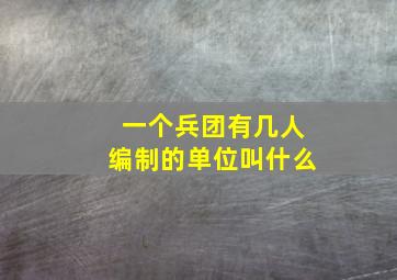 一个兵团有几人编制的单位叫什么