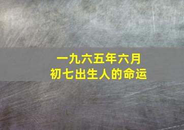 一九六五年六月初七出生人的命运