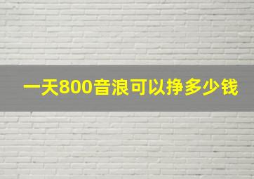 一天800音浪可以挣多少钱