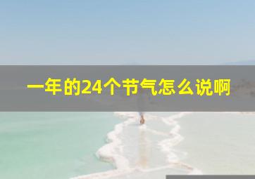 一年的24个节气怎么说啊