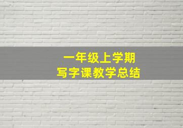 一年级上学期写字课教学总结