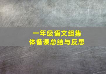 一年级语文组集体备课总结与反思