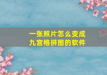 一张照片怎么变成九宫格拼图的软件