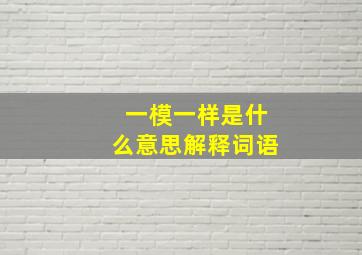 一模一样是什么意思解释词语