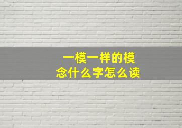 一模一样的模念什么字怎么读