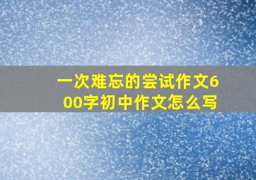 一次难忘的尝试作文600字初中作文怎么写