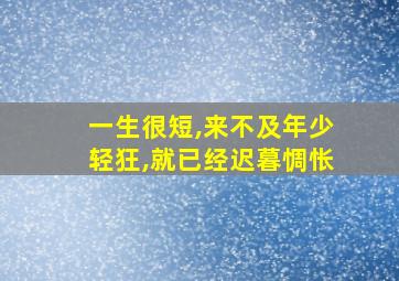 一生很短,来不及年少轻狂,就已经迟暮惆怅