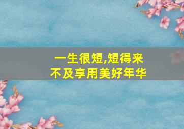 一生很短,短得来不及享用美好年华