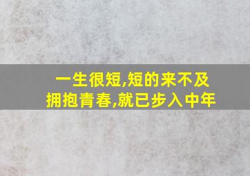 一生很短,短的来不及拥抱青春,就已步入中年