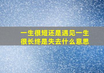 一生很短还是遇见一生很长终是失去什么意思