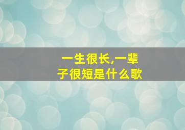 一生很长,一辈子很短是什么歌