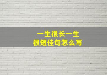 一生很长一生很短佳句怎么写