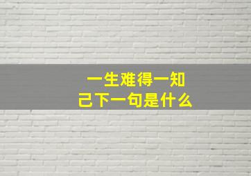 一生难得一知己下一句是什么