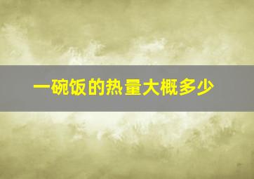 一碗饭的热量大概多少